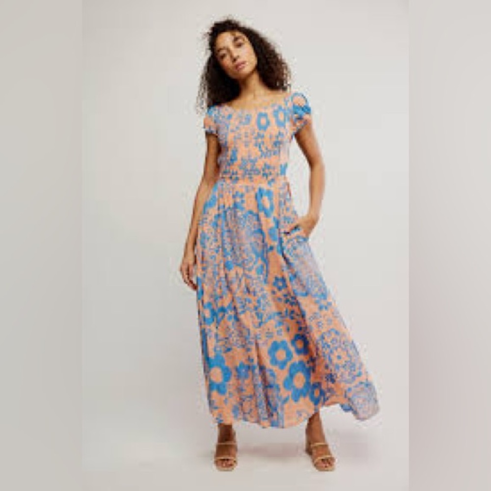 Free People Ultraviolet 100% cotton crossback straps Maxi Dress/Sundress